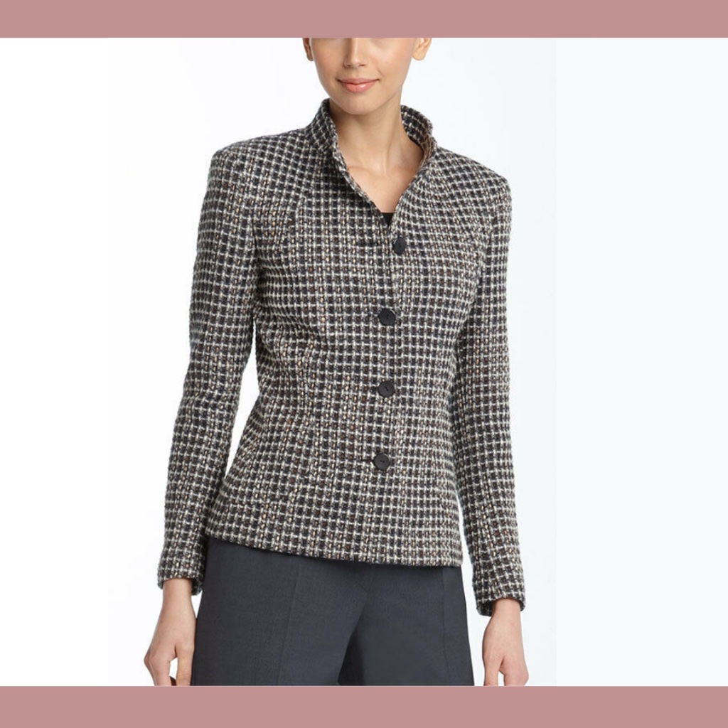 Nwt Zanella Shana Tweed Jacket [Sz 2 ] Made In Italy